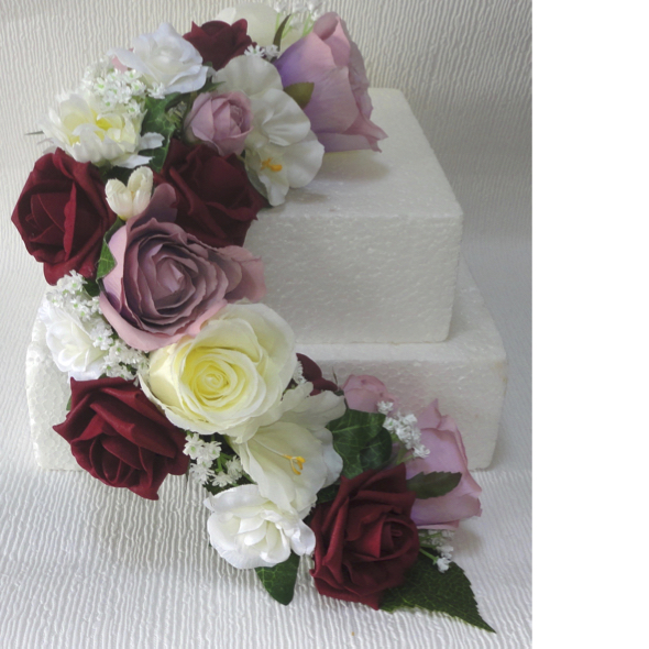 Dusky Pink, Burgundy & Ivory Cake Topper